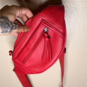NEW Faux Red Leather Fanny Pack